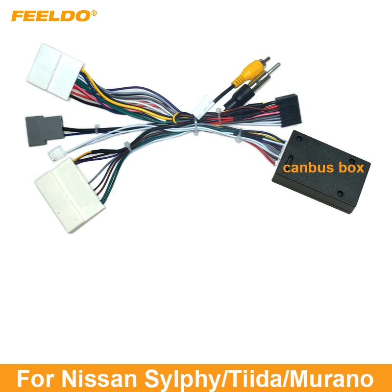 

FEELDO Car Audio 16PIN Android Power Cable Adapter With Canbus Box For Nissan Sylphy Tiida CD/DVD Player Wiring Harness