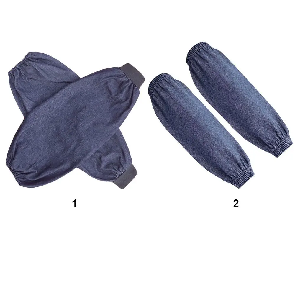Durable Dark Blue Arm Protective Sleeves Wear Resistant Antifouling Denim Oversleeves Heat Protection Anti-scalding