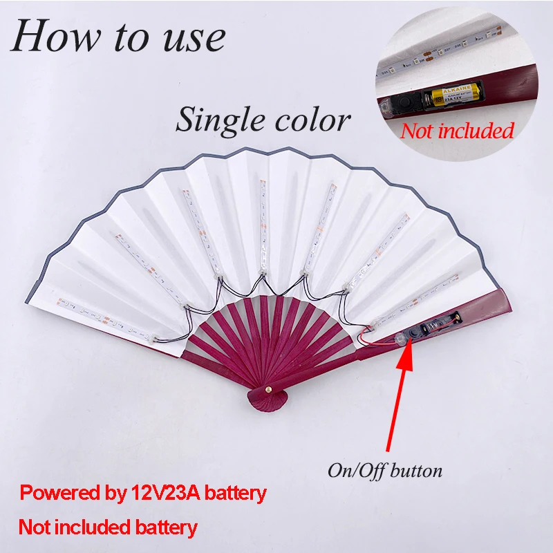 10 inches LED Luminous Folding Fan Dance Party Wedding Stage Performance Show Festival Fans Colorful Led Hand Fan Kung Fu Fan