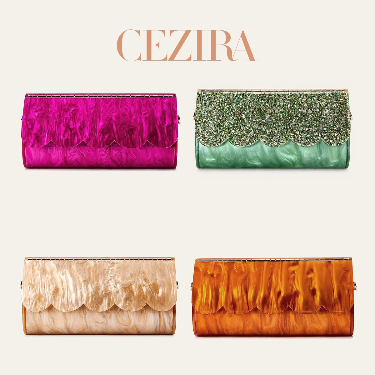 CR Women Luxury Glitter Acrylic Flap Cover Box Evening Bag Contrast Color Convertible Long Chain Crossbody Shoulder Dinner Party