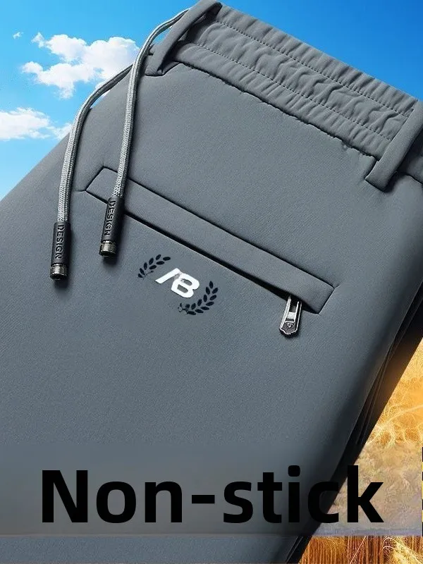 กางเกงวอร์มขายาวทรงตรงผ้าไอซ์ซิลค์ใส่สบายสำหรับผู้ชาย ไซส์ใหญ่ ยืดหยุ่น ทรงหลวม สไตล์ลำลอง แห้งเร็ว ทันสมัย