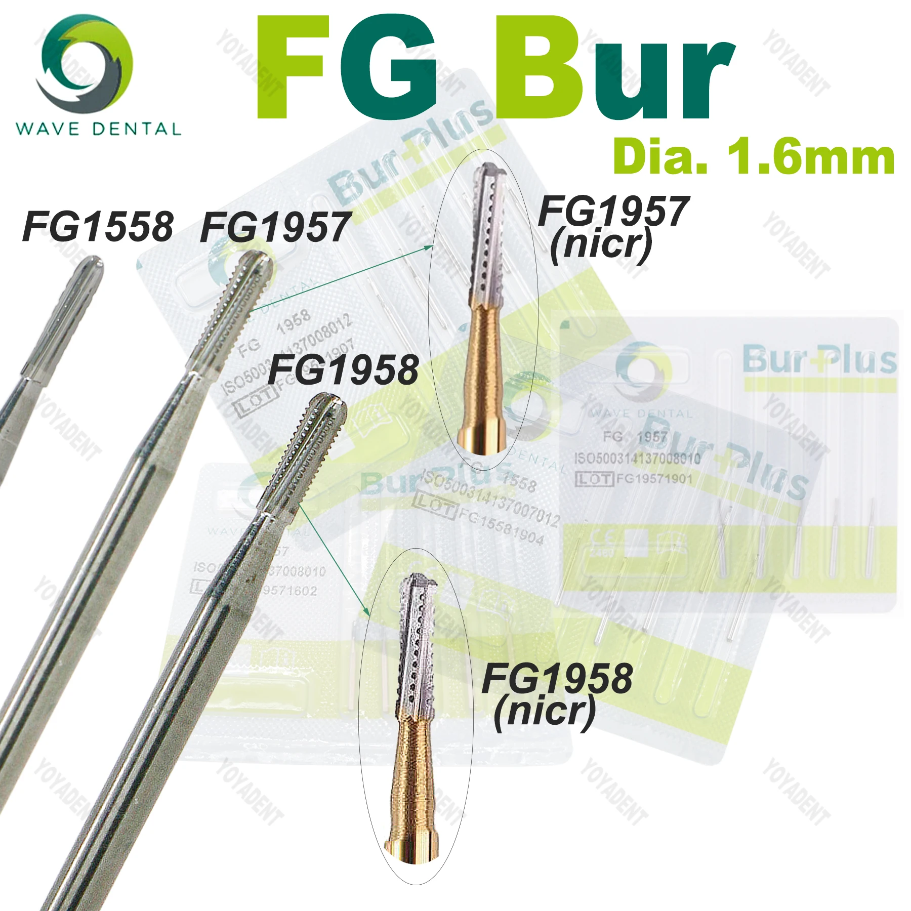 WAVE Tungsten Carbide Burs Straight Fissure Head Broken Crown Needle 5pcs/pack High Speed Dental Drill Dentistry Tools