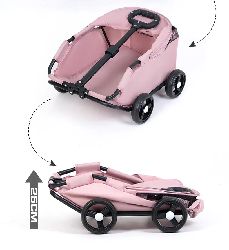carrinho pet Luxury 4-Wheel Foldable Dog Cat Travel Stroller Foldable Lightweight Cross-Border Made From Mesh for Camping