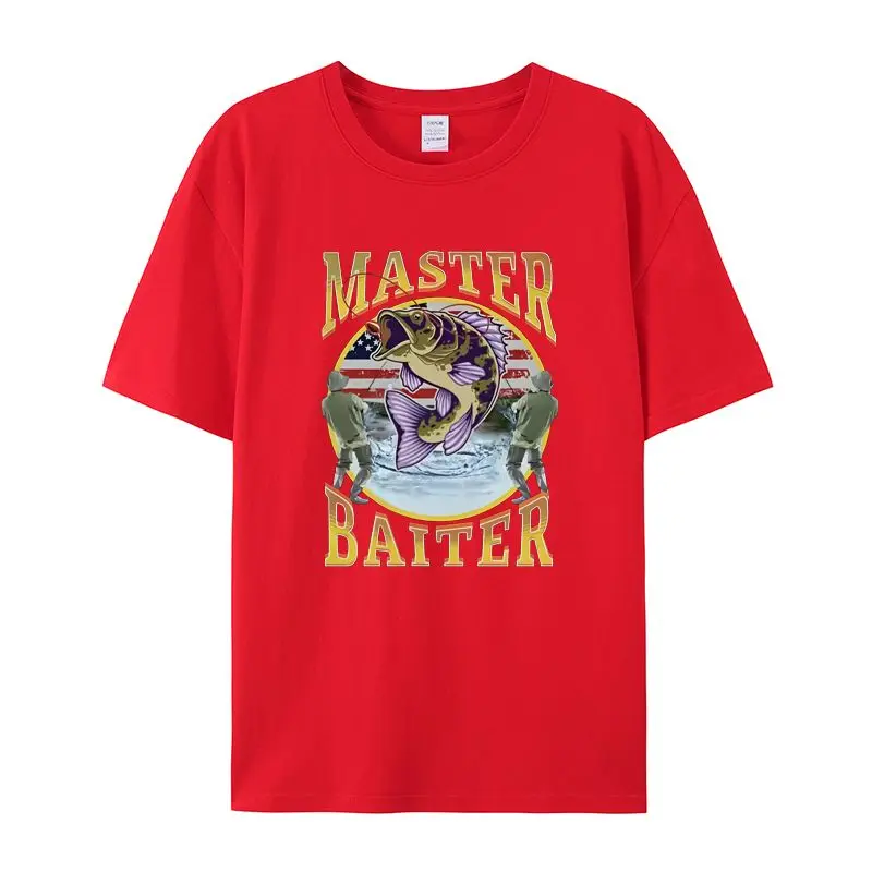 Camiseta holgada de manga corta para hombre y mujer, camiseta con estampado de pesca de algodón para verano, cultura de pesca al aire libre, MASTER BAITER, ropa informal
