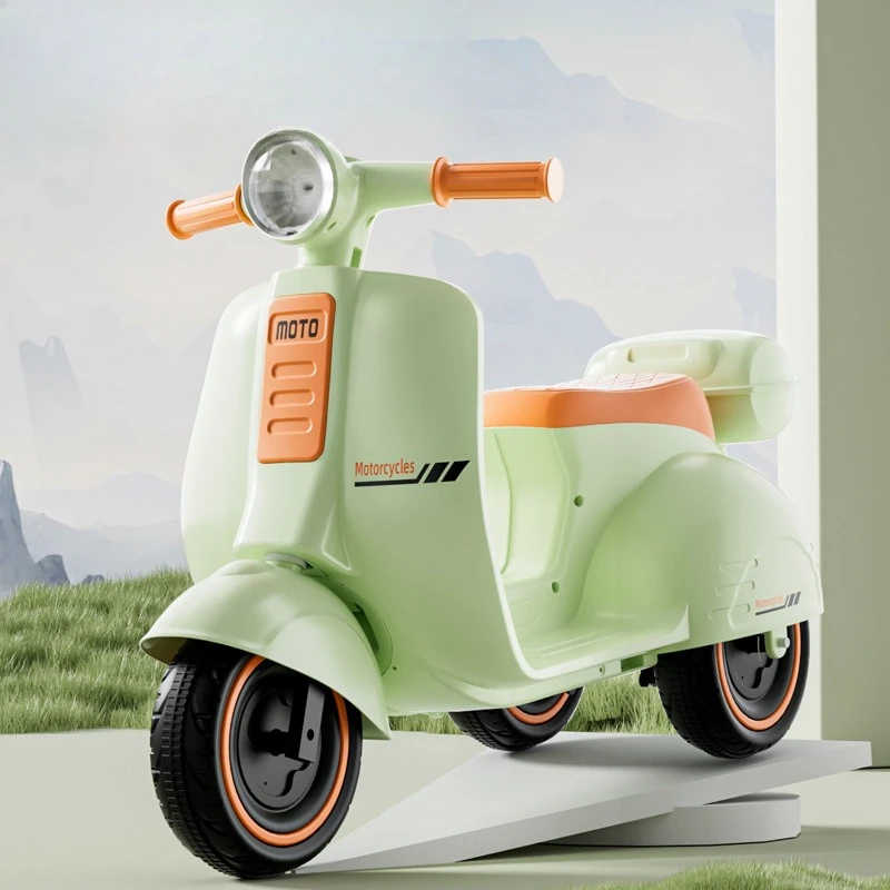 ‌ 레트로 스타일 어린이용 전기 삼륜차 ‌ ,원격, 음악 및 깜박이는 조명, 내구성 있는 강철 프레임을 갖춘 빈티지 오토바이 장난감