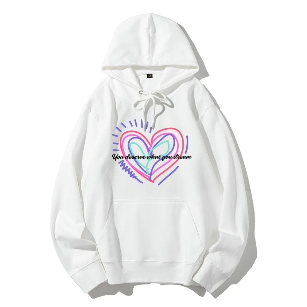 

Love Stick Figure Print Women's Hoodie 2024 New Cotton Comfortable Hooded Sweatshirt Cute Casual Sweetheart Top