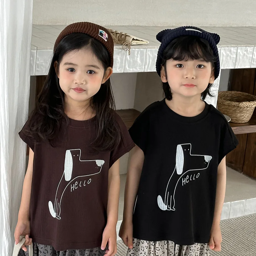 T-shirt 2026 Spring and Summer New Children's Clothing Korean Style Boys and Girls Foreign Style Cute Cartoon Pit Vest
