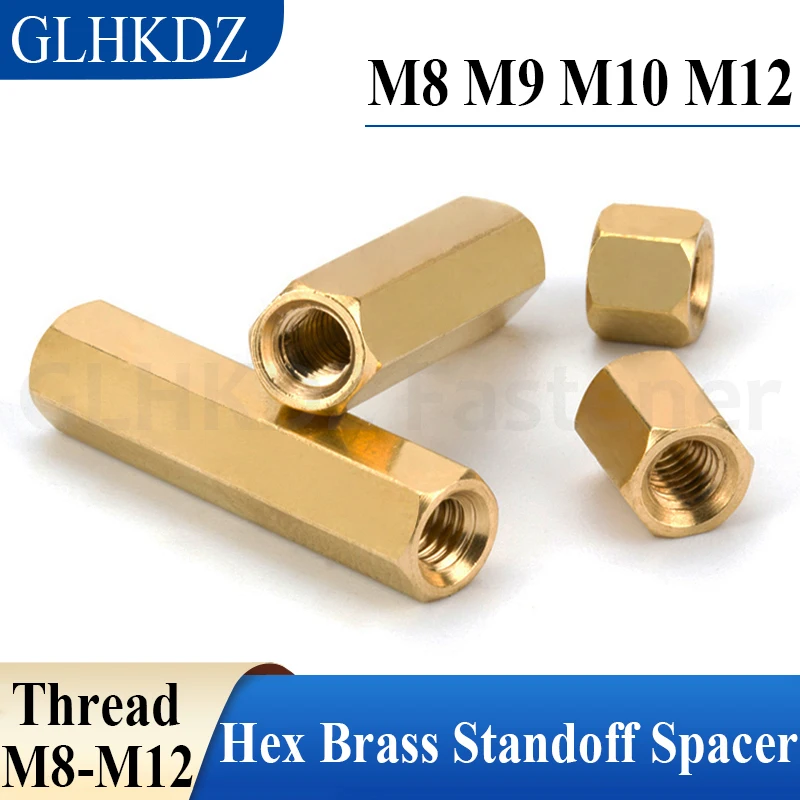 M8 M9 M10 M12 Hex Brass Standoff Spacer Metric Thread Hex Stud Spacer Column Hollow Pillar Motherboard Standoff Pillar Screw