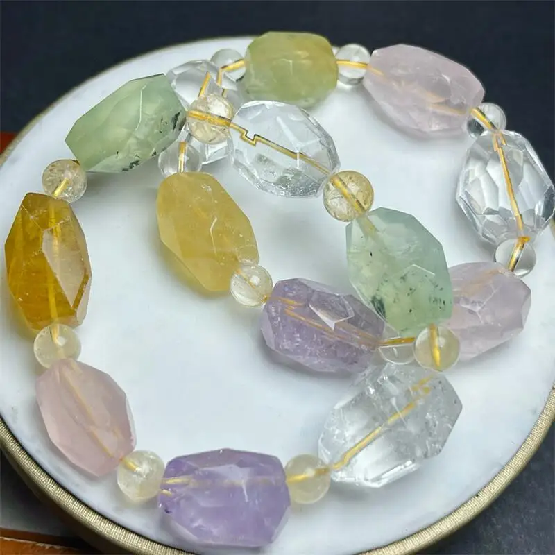 

Natural Freeform Crystal Quartz Bracelet Women Beautiful Colorful Crystal Energy Healing Fashion Gemstone Jewelry 1PCS 12-17MM