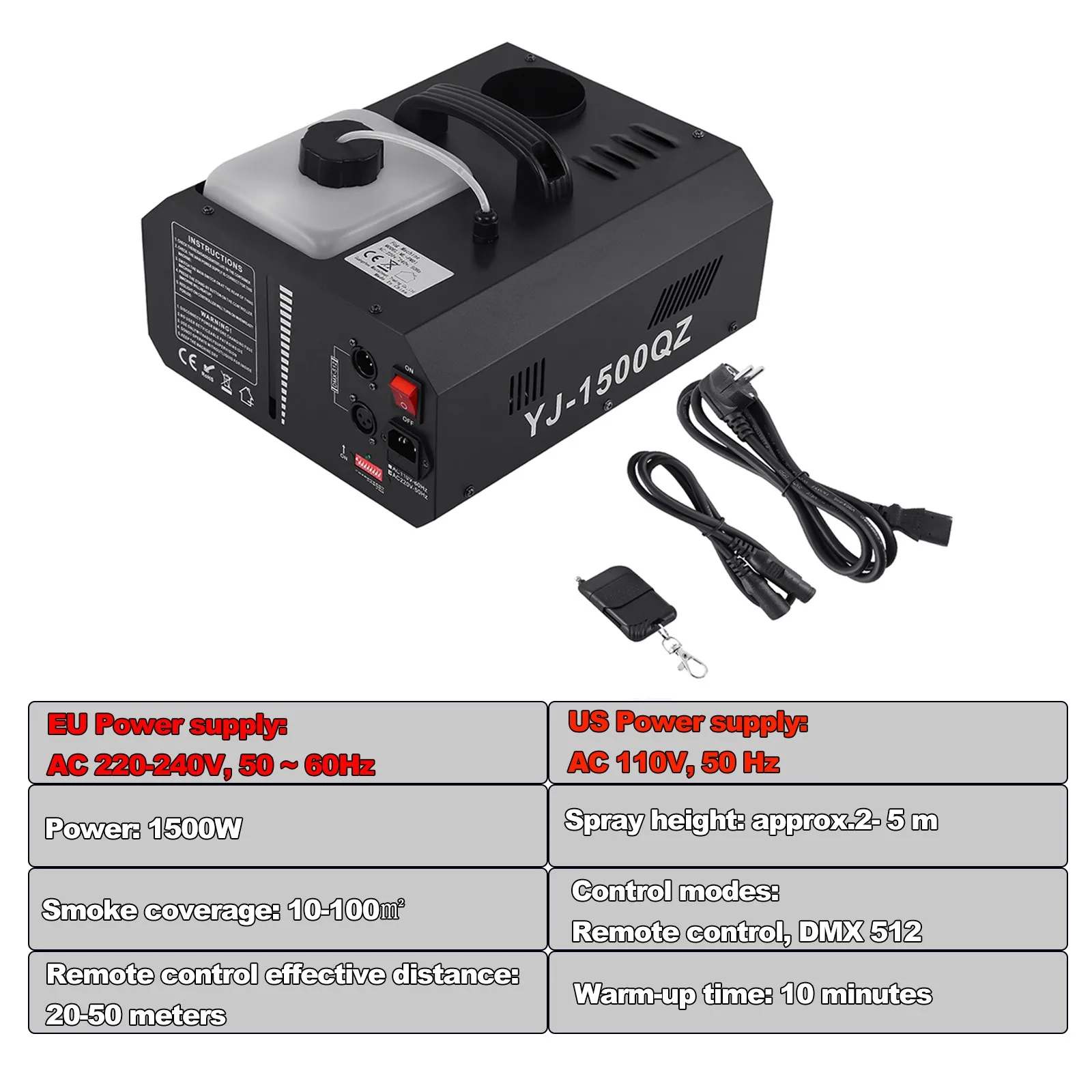 Ridgeyard 1/2pcs Fog Smoke Machine 1500W Stage Light Professional Fog Machine w/ Remote Wireless Control DJ Party Disco Fogger