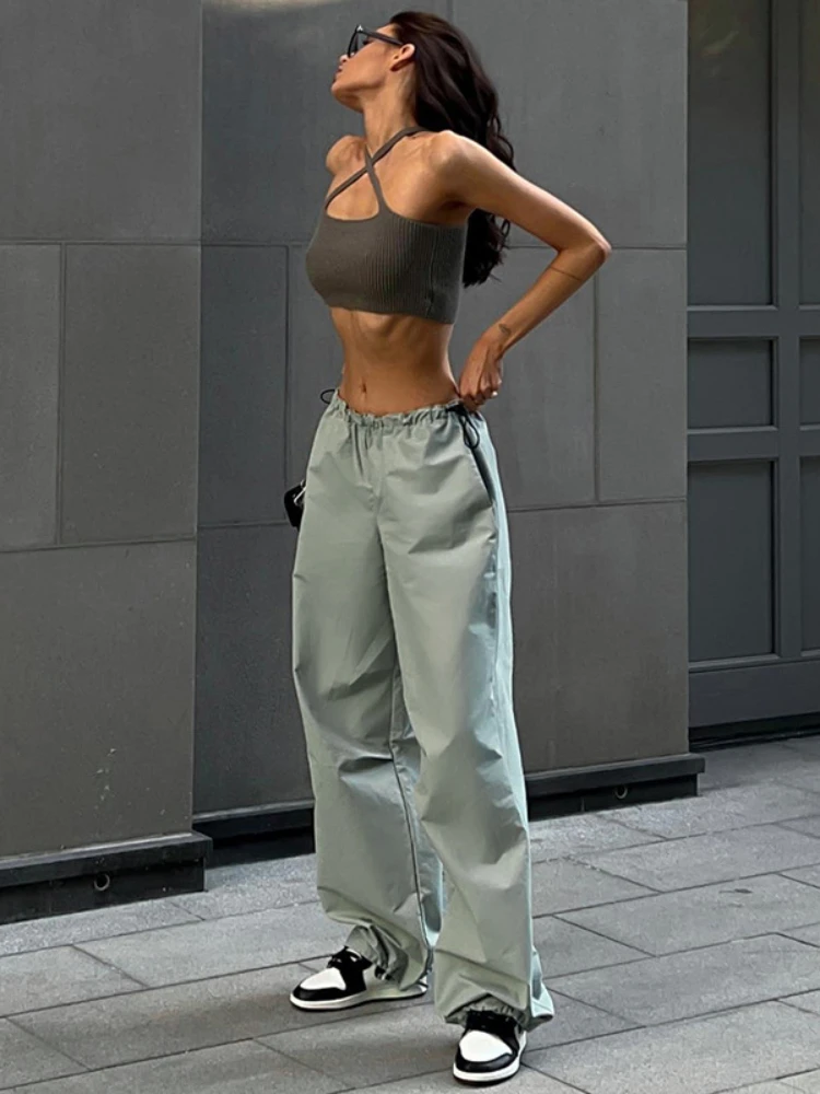 

Leosoxs Solid Casual Oversized Cargo Pants Women Hipster Drawstring Loose Harajuku Vintage Trousers Streetwear Female Bottoms