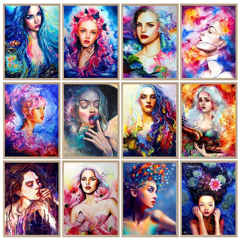 

CHENISTORY Diy Frame Coloring By Number Woman Figure Kits Painting By Number Modern Drawing On Canvas Handpainted Art Gift