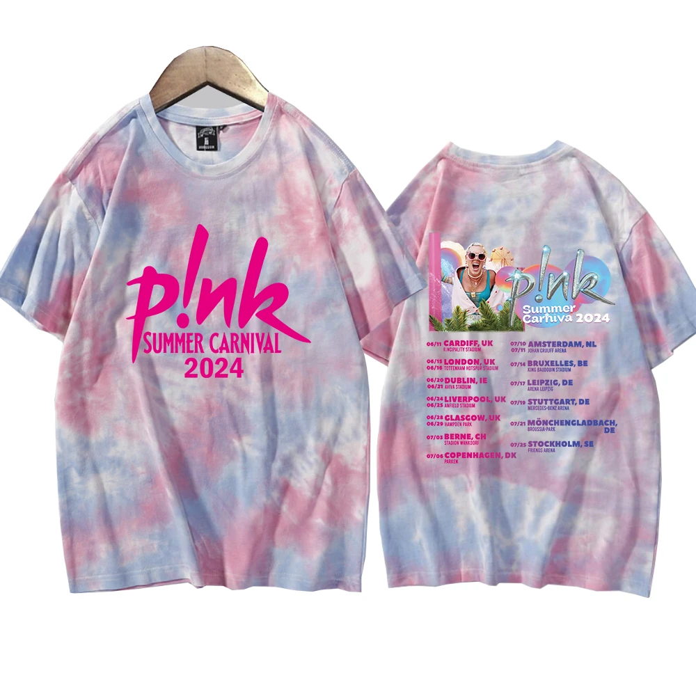 Pink Singer Summer Carnival 2024 Tie Dye T-Shirt Steetswear Man Woman T-Shirt Fans Tops Gift Harajuku