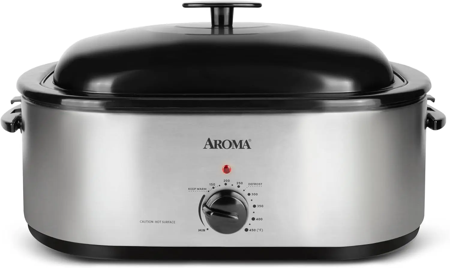 

Печь-гриль на 20 квартов с крышкой для самоподачи бульона, подходит для индейки весом до 24 фунтов, регулируемая температура и функция поддержания тепла, нержавеющая сталь