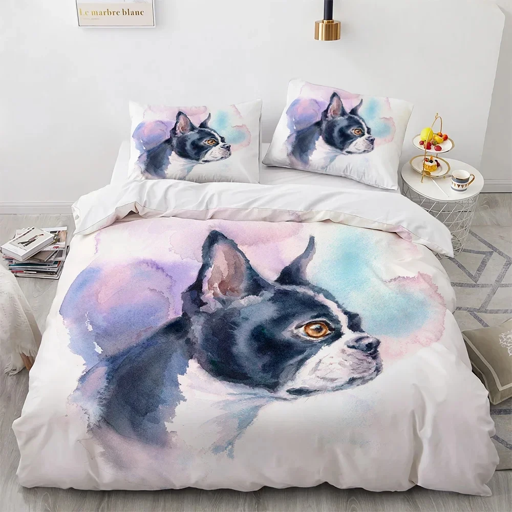 Watercolor Dog Duvet Cover King Queen Size 3D Lovely Running Pet Puppy Bedding Set for Boys Teens Adult Labrador Comforter Cover