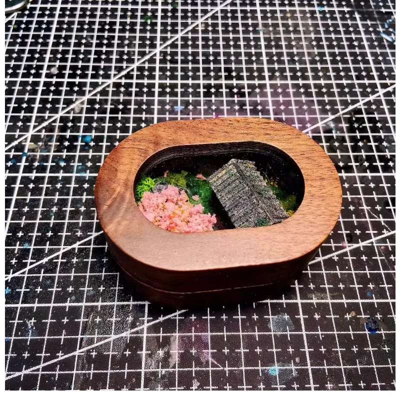 วอลนัทสีดํา Peach Blossom Cottage ภูมิทัศน์ขนาดเล็กรุ่นคุณภาพสูงการออกแบบสร้างสรรค์เครื่องประดับของเล่น