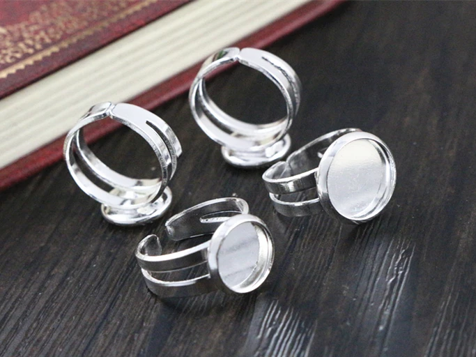 8mm and 10mm 10pcs Bright Silver Plated Children Ring Adjustable Ring Settings Blank/Base,Fit 8mm and 10mm Glass Cabochons