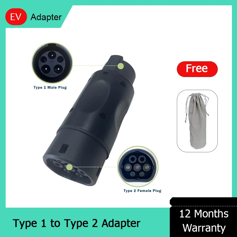 Hot Sale EV Adapter 16A 32A 250V AC Electric Vehicle Charging Connector Type 1 J1772 To Type 2 IEC 62196-2 Charger Station