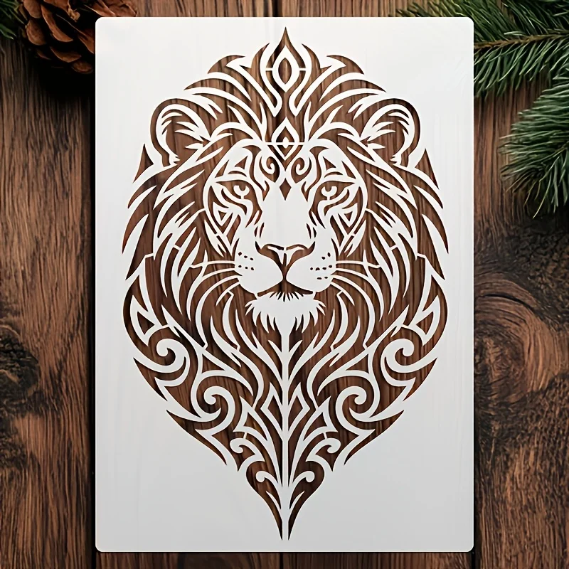 1PC Tribal Lion Head Stencil Washable Reusable PET Animal Painting Template for Canvas Wood Signs Wall Home Style Art