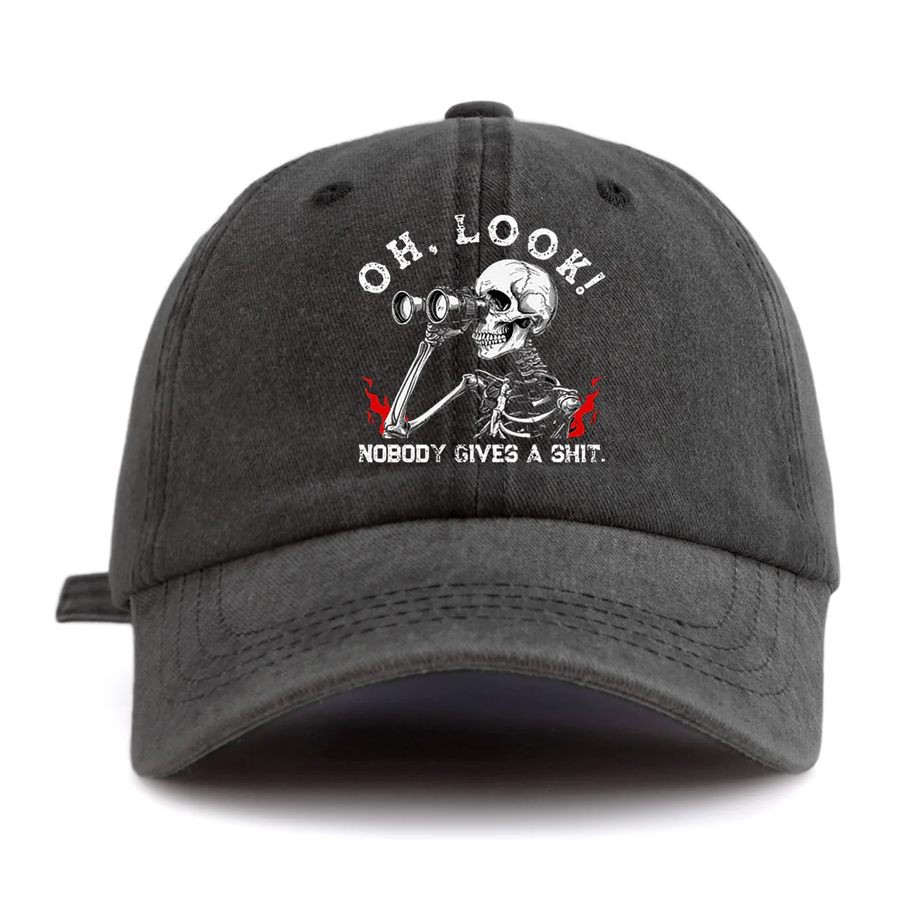 1pc LOOK Print Washed Baseball Cap for Adults,Minimalist Retro Style Casual Soft Adjustable Dad Hat, Perfect As Gift