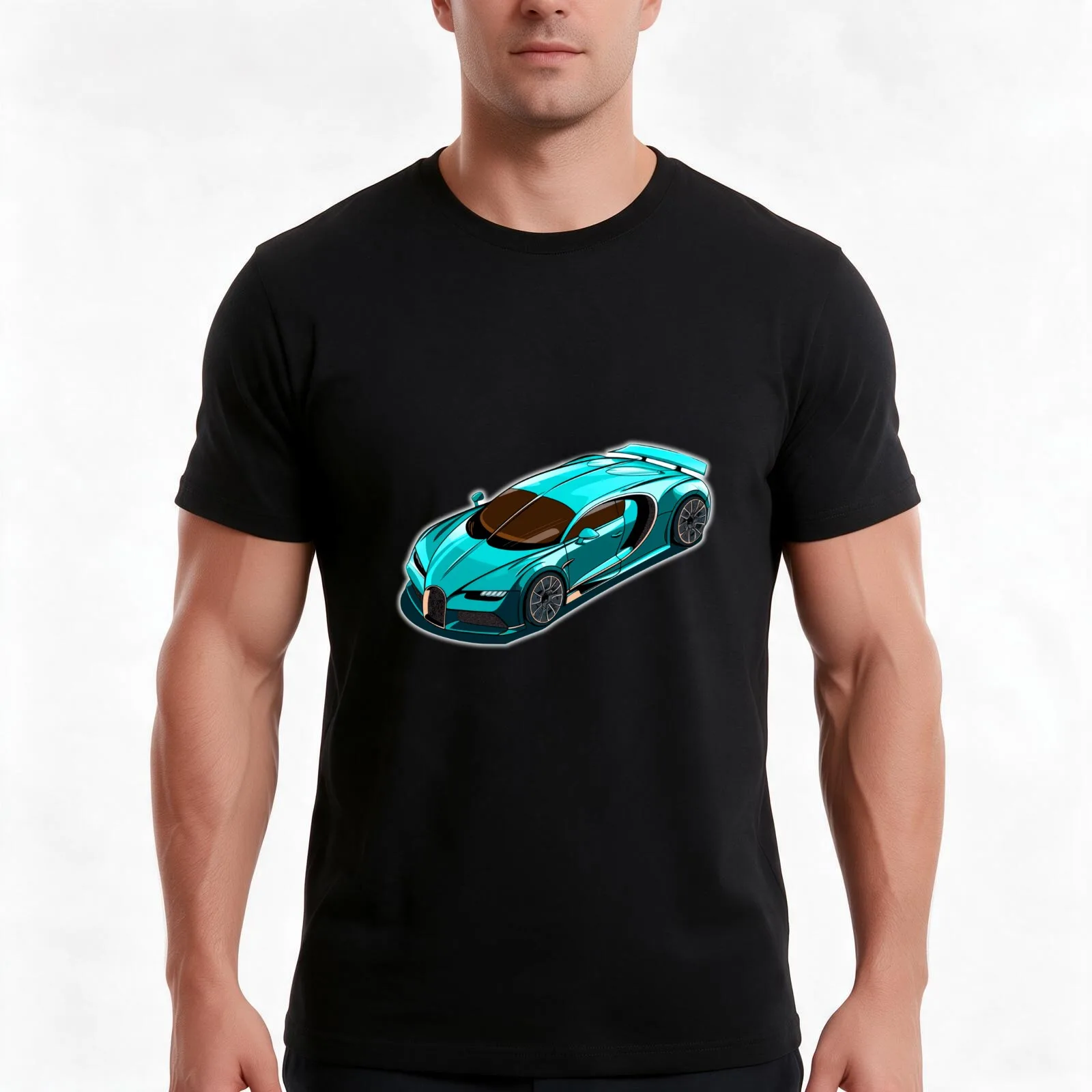 turquoise fantasy sports car - Different logo size position color? Email me - T-Shirt Summer Casual Cotton Tee 100% Cotton