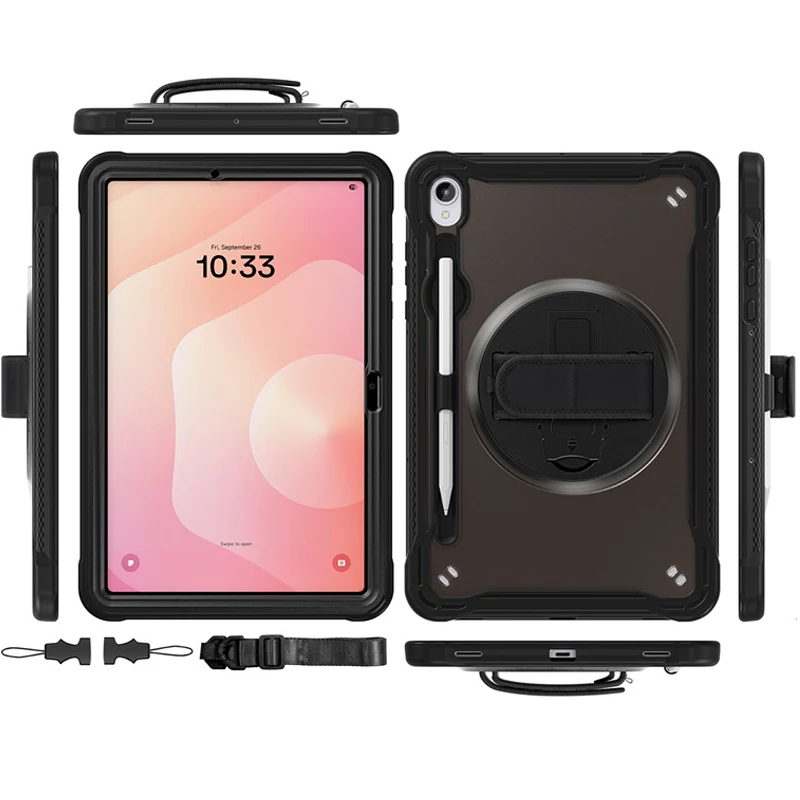 For Samsung Tab S11 11 inch SM-X730 SM-X736B Hand Shoulder Strap Stand Tablet Case Funda Shockproof Silicon PC Armor Cover Capa