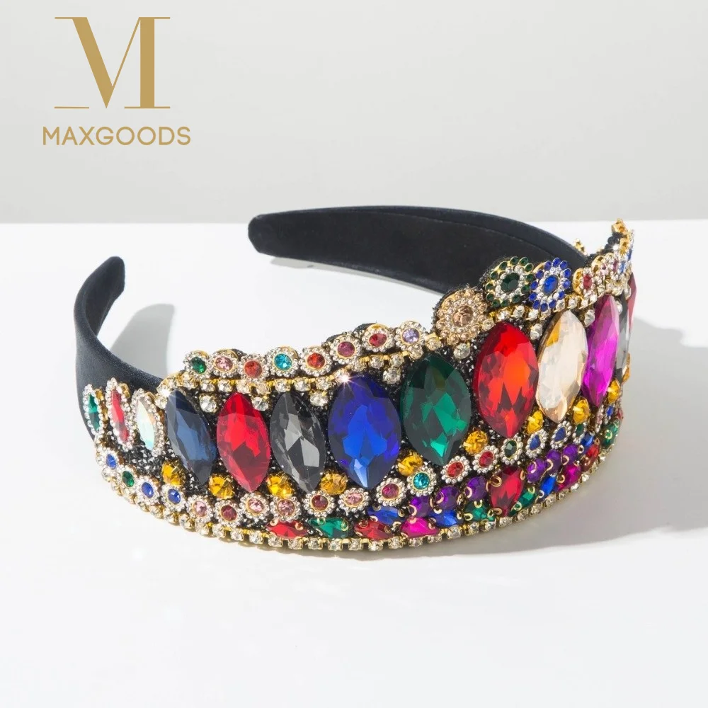 

Elegant Full Diamond Rhinestone Headbands Non-slip Hoop Design Diamond Crown Hairband Super Flash Hoop Hairband Women
