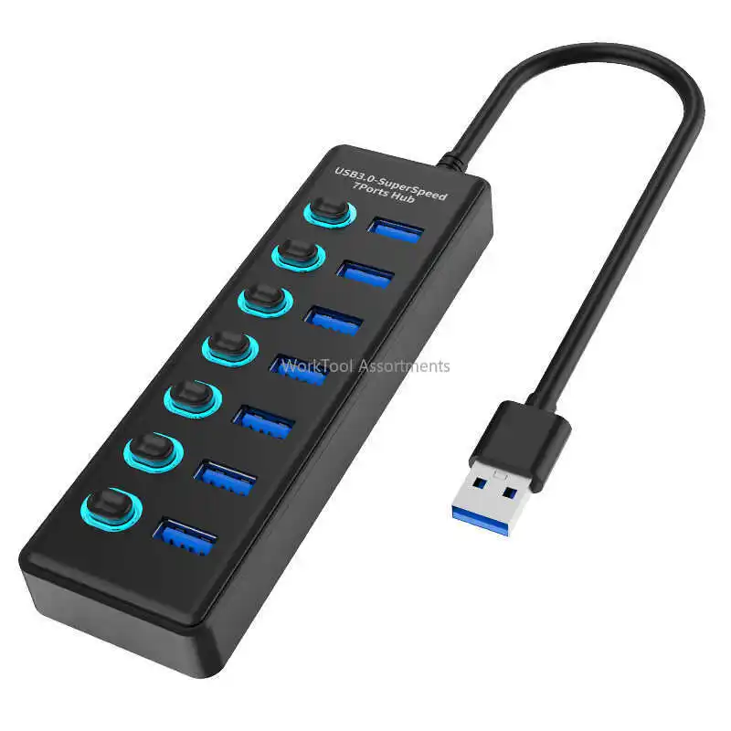 USB 3.0 extender, splitter, multi-functional UBS, one-to-seven splitter, hub, expansion dock, Type-C power supply