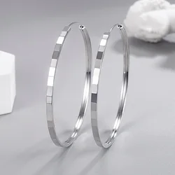 925 Sterling Silver 3/4/5/6cm Diamond Geometry Hoop Earrings For Women Luxury Quality Jewelry Money 925 Offers