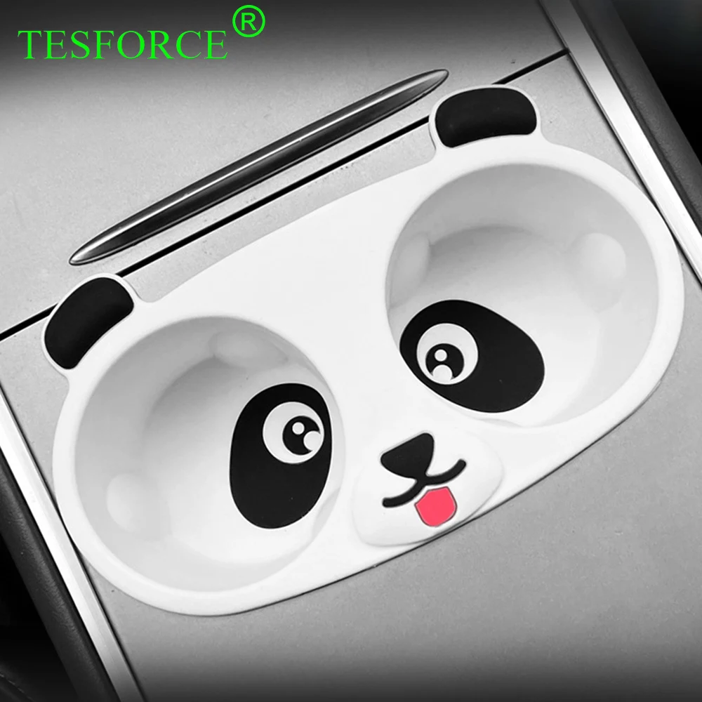 

For Tesla Model Y/3 2020-2023 Cartoon Panda Cup Holder Silicone Center Control Fixed Cup Slot Storage Cup Holder Stabilizes