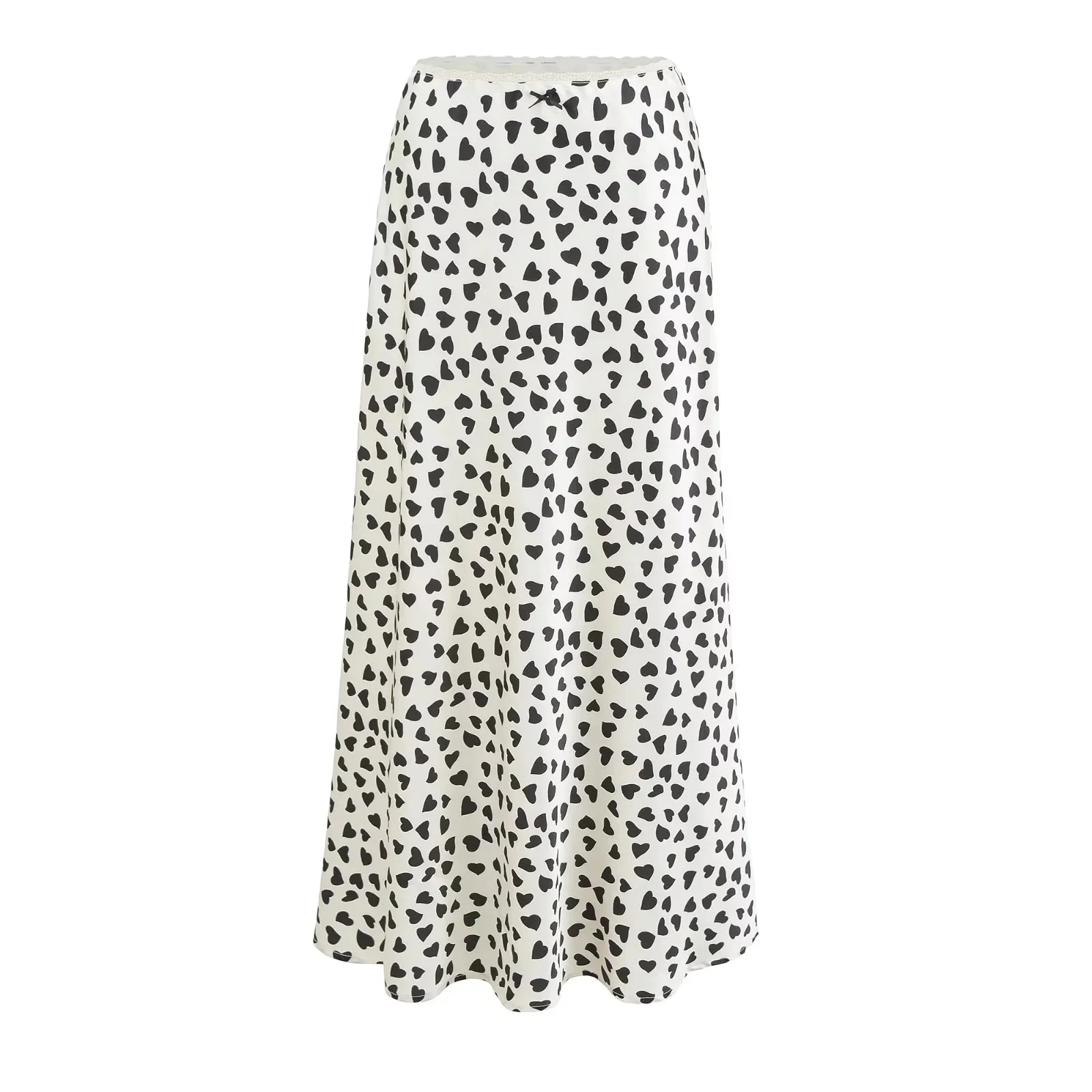 Lightweight Breathable High Waist Printed Half Skirt Women's Lace Patchwork  Knot Long Skirt Commute Leopard Print S...