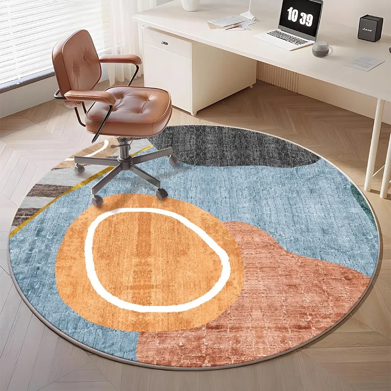 Minimalist Geometric Round Rug – Modern Abstract Accent for Stylish Home Office Decor
