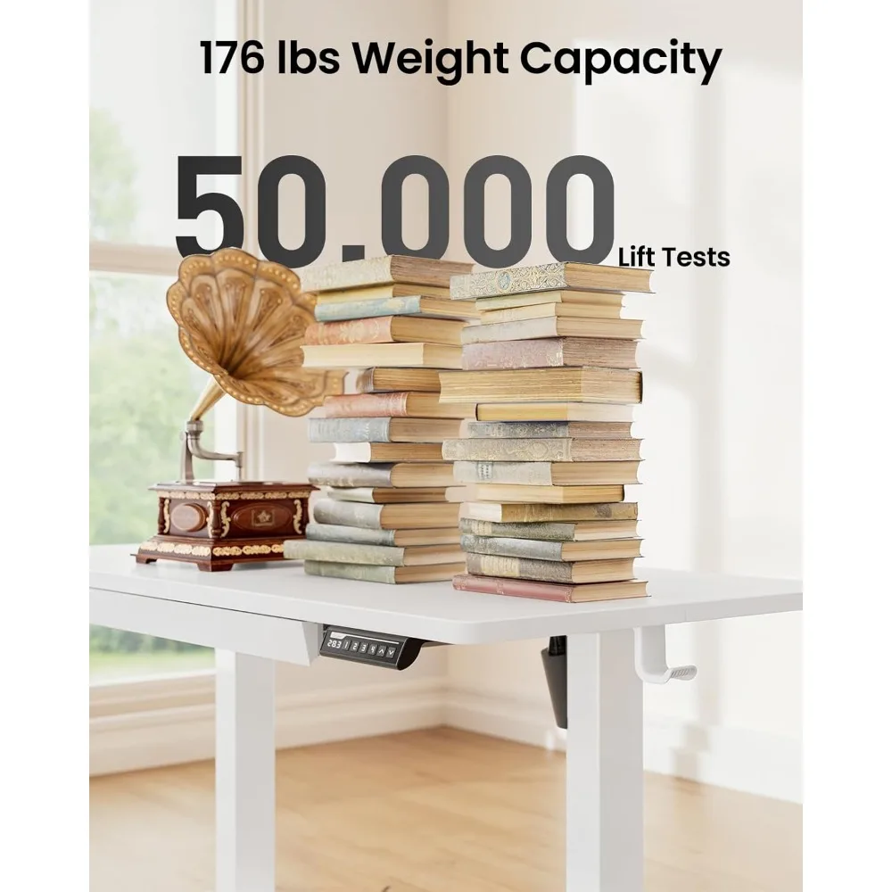 adjustable height electric desk 44"x24" with drawers, 4 memory heights, ergonomic home office desk