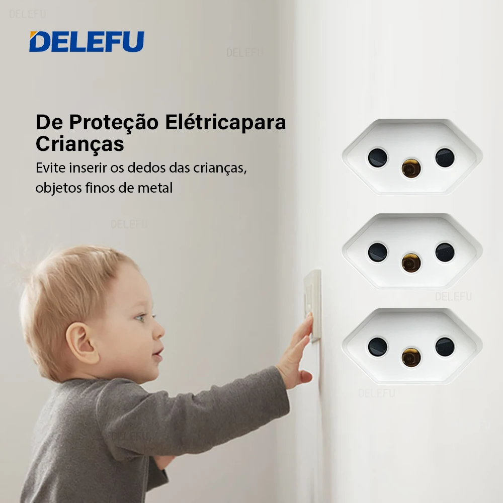 DELEFU 4*2PC Fireproof Brazilian Standard Socket USB C-type Fast Charging Wall Power Socket 10A 20A White Gray Black Gold image 3