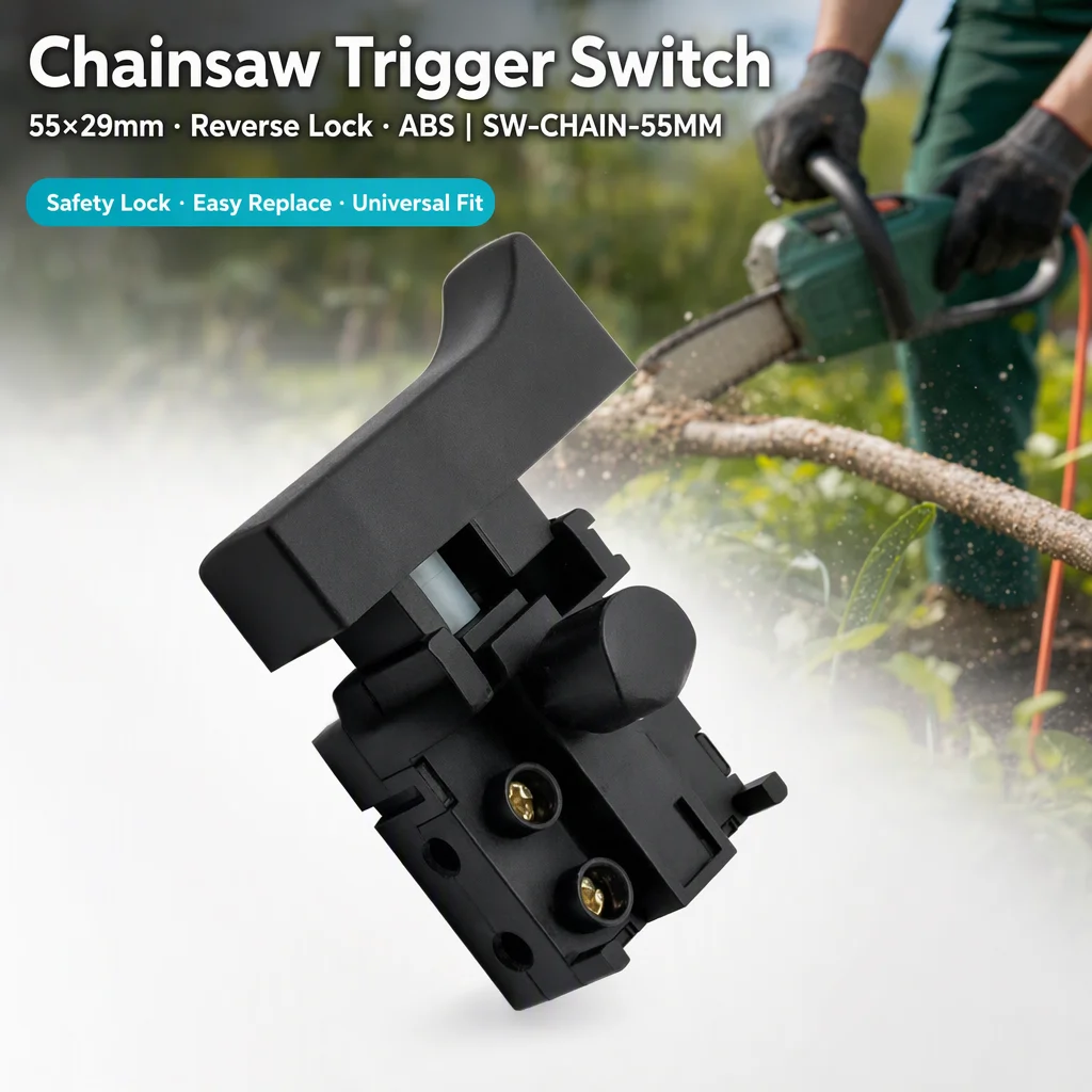 Reverse Lock Switch Safety Lock Black ABS 55x29mm for Lawn Mower Grass Trimmer Electric Chain Saw Rechargeable Garden Tool