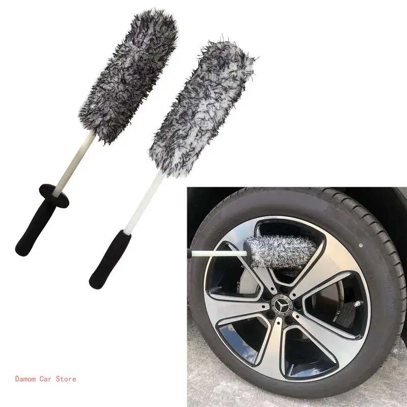 Top Microfiber Premium Car Brush Non-Slip Handle Easy Clean Rims Spoke Wheel Barrel Brake Caliper Renovation Tool