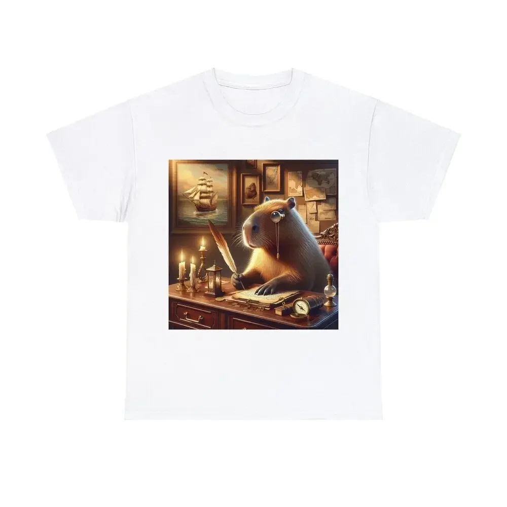 

Vintage Explorer Capybara Nautical Map Design Unisex T-shirts For Man Woman Short Summer Tees
