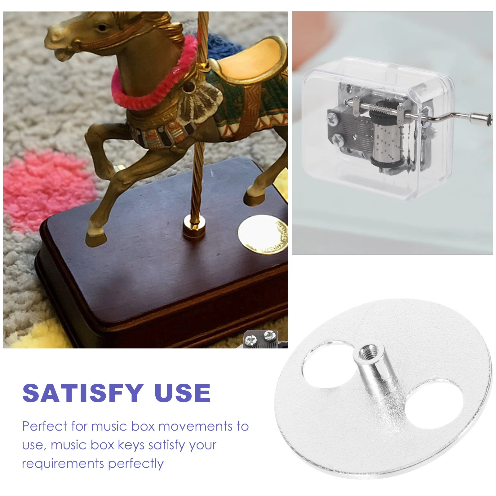 

2Pcs Music Box Winder Parts Metal Replacement Winding Keys for Mechanical Music Boxes Firm Non-Deformable Handles Ideal for DIY