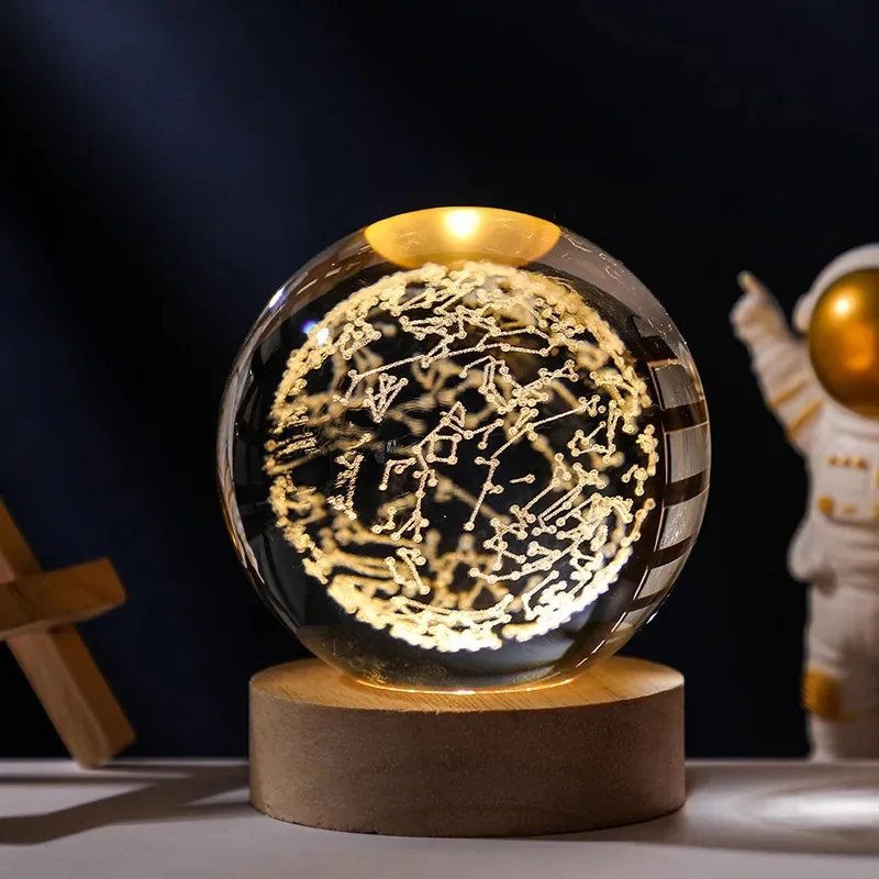 

3D Laser engraved Galaxy Star Map Stellarium Crystal Ball Astronomical Gifts Cosmic Planet Model Room Ornament Decoration