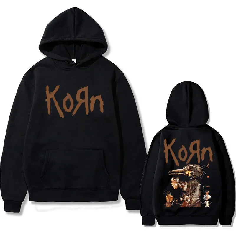 Vintage 90s Singer Rock Band Korn Graphic Hoodie Streetwear Men Women Harajuku Oversized Sweatshirt Man Hip Hop Street Hoodies