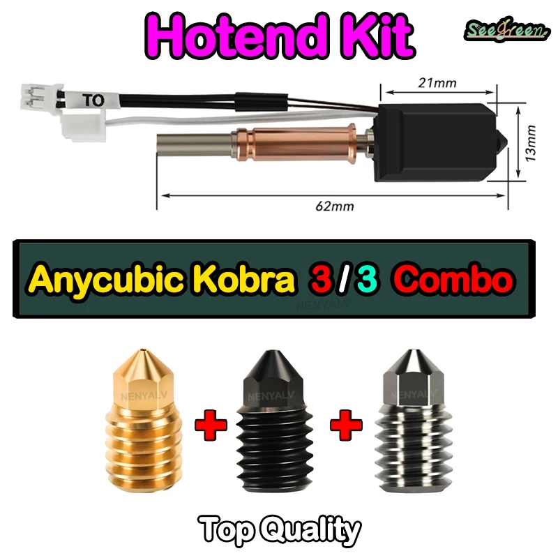

Комплект для Anycubic Kobra 3 Hotend 2,0, новое обновление Hotend для Kobra 3, комбинированный 3D-принтер, насадка из латуни, меди, закаленной стали