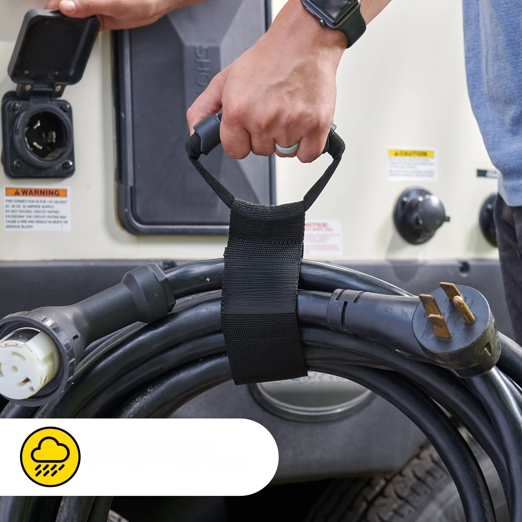 

Extension Cord Organizer, Multipurpose Heavy-Duty Storage Strap With Handle, Fit Garages, RV And Boat Storage And Organization