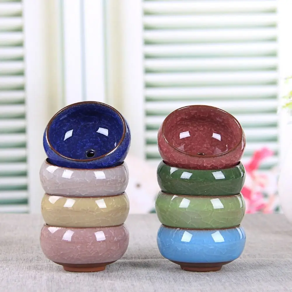 

Breathable Ice-Crack Glaze Ceramic Flowerpots Thickened Perforated Succulent Flowerpot Cute Mini Plants Planter Office