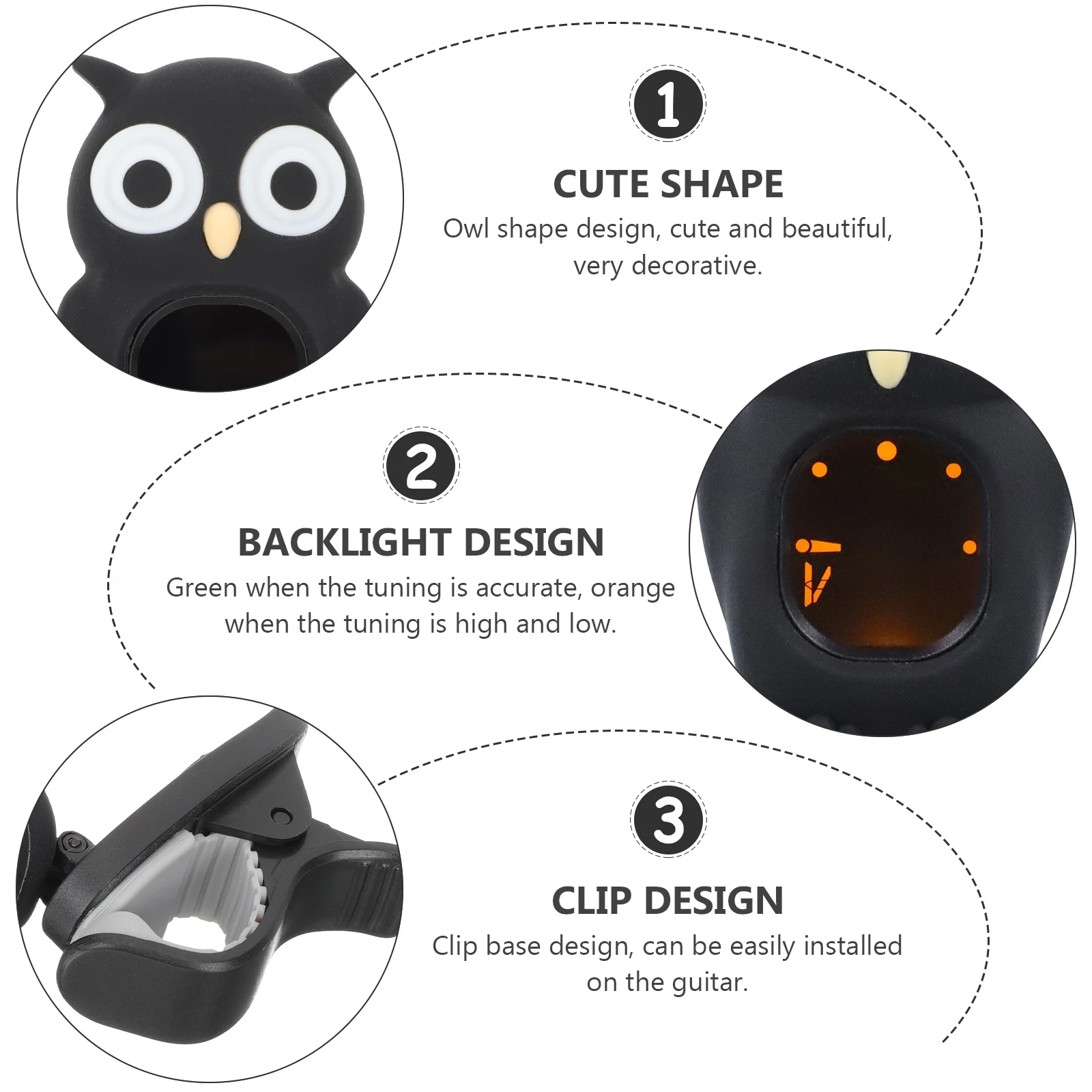 

Owl Clip on Guitar Tuner Portable Universal Acoustic Bass Violin Ukulele Electronic Musical Instrument Adjuster