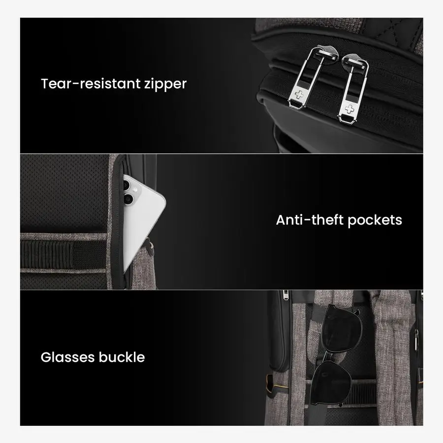 캐주얼 데이팩 백팩, 경량, 충격 흡수 패딩 스트랩, 통기성 등판, 남성용 비즈니스 노트북 백팩, 멀티
