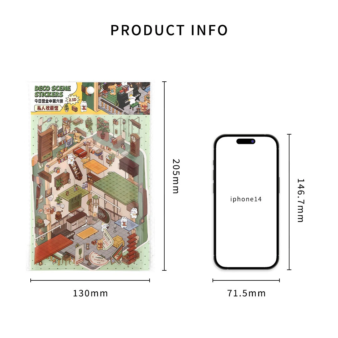 Landscaping Manual Material Stickers 3D Cabin Scene Stacking DIY Asting Hand Account Cute Gift for Kid Child Stacking Stickers