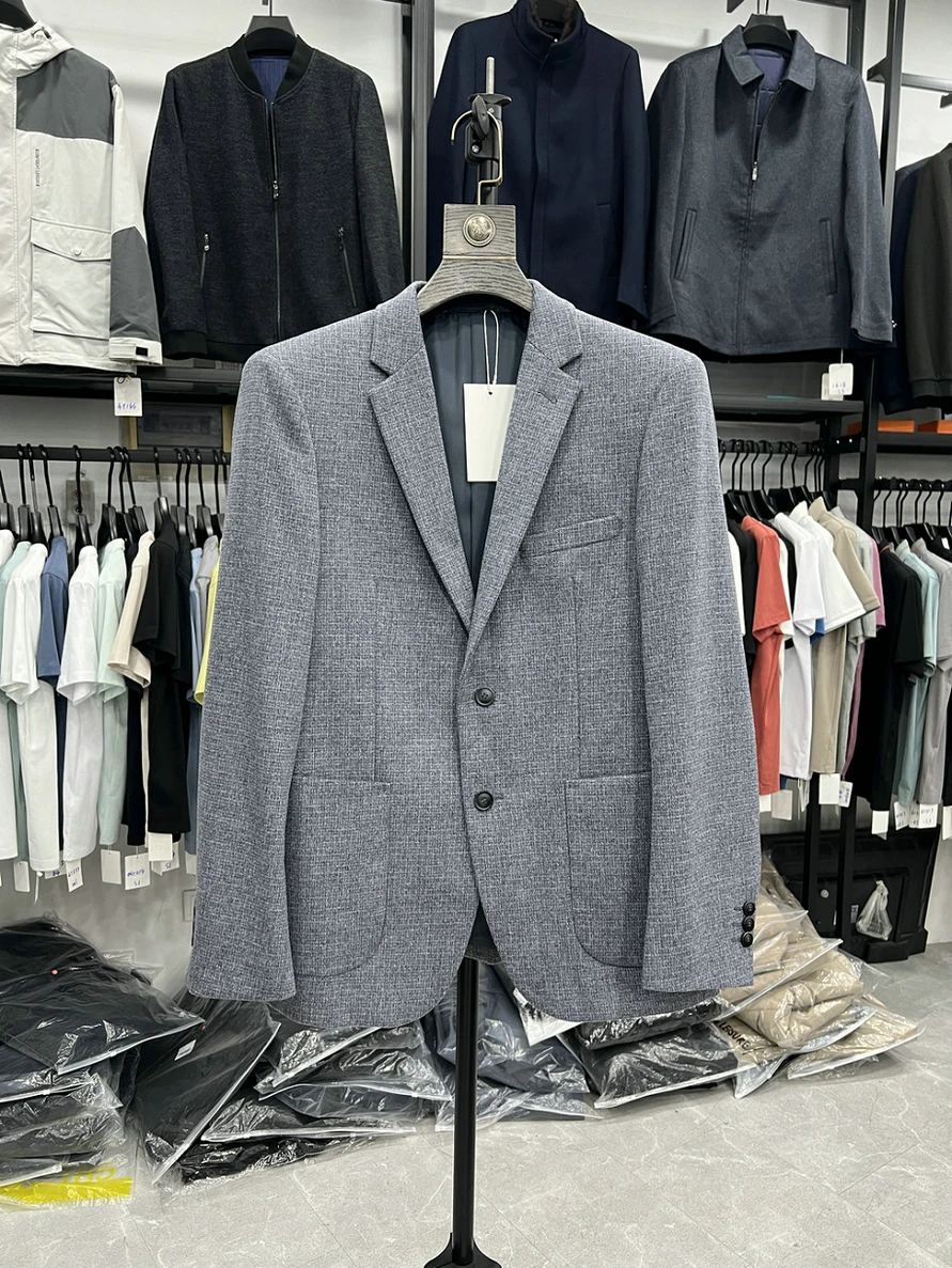 

Casual Woolen Men's Suit Jaet Thi Spring Autumn Sle Dad's Wardrobe ential Stand Fit Busin Casual Coat