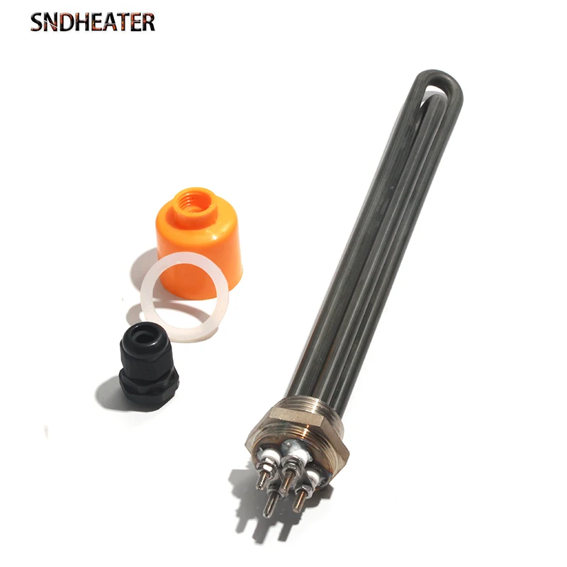 SNDHEATER 220V DN25/1inch Heating Element Ten 3/6/9/12KW Tubular Heaters 304SS 200/250/300/350mm Length For Solar Water Heater