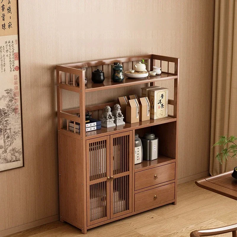 Sala de chá multicamadas de chão, serviço de chá, sala de estar, xícara de chá e rack de armazenamento de chá com gavetas, armário de armazenamento