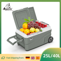 Alpicool DC 25L 40L Portable Car Refrigerator 12 Volt Compressor Fridge Freezer Dual Zone with Wheel & Handle for Camping Picnic
